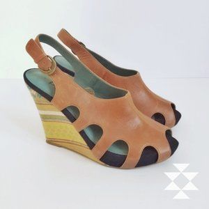 COPY - Boho Leather Cutout Aztec Tribal Wedge Hee…